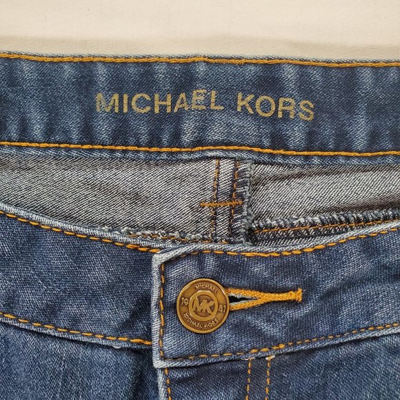 Michael Kors Jeans Women Size 10 Blue Stretch Denim Dark Wash Flare Leg Casual - Picture 2 of 16